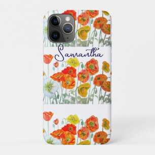 Orange Red Poppy Flower Pattern Thank You iPhone 11 Pro Case