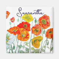 Orange Red Poppy Flower Pattern Thank You