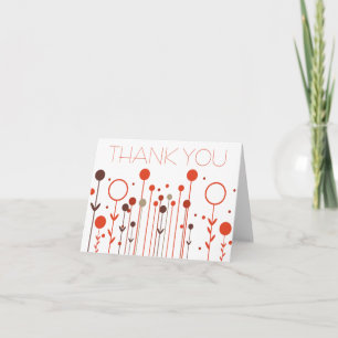 Orange Red Simple Floral Dot Modern Thank You Card