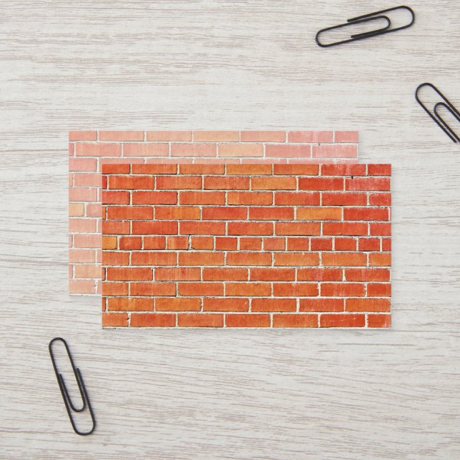 Orange Red Small Brick Wall Print Business Card (Front/Back In Situ)
