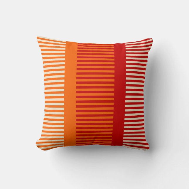 Orange Red Stripes Cushion (Front)