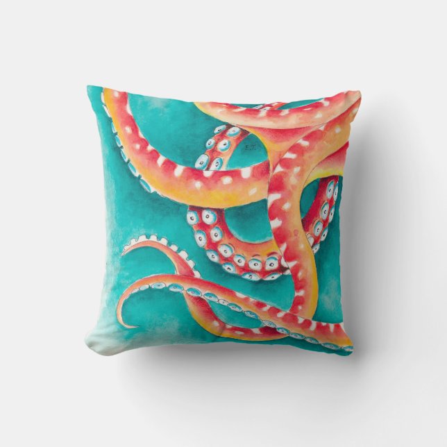 Orange Red Tentacles Cushion (Front)