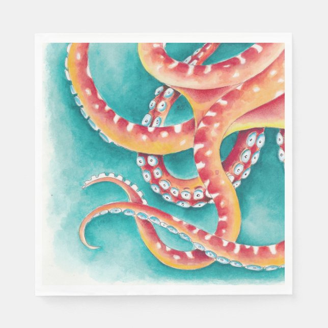Orange Red Tentacles Napkin (Front)