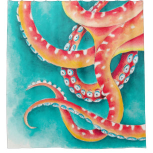 Orange Red Tentacles Shower Curtain