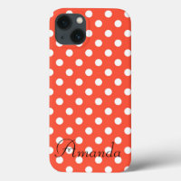 Orange, Red, terracotta polka dot  