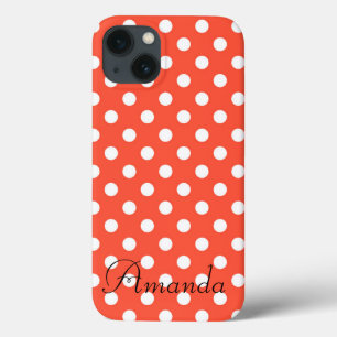Orange, Red, terracotta polka dot iPhone 13 Case
