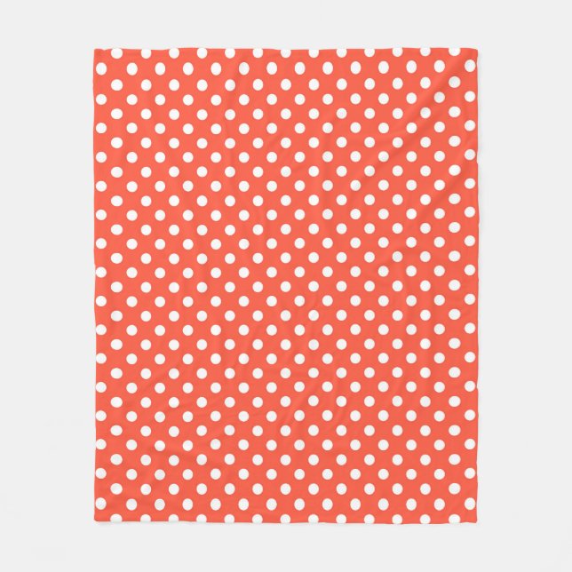 Orange, Red, terracotta polka dot  Fleece Blanket (Front)