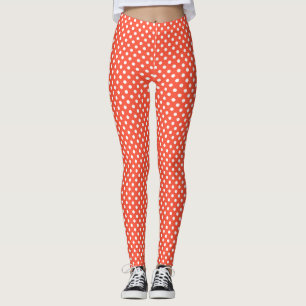Orange, Red, terracotta polka dot Leggings