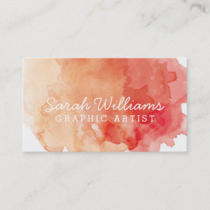 Orange + Red Watercolor Business Card