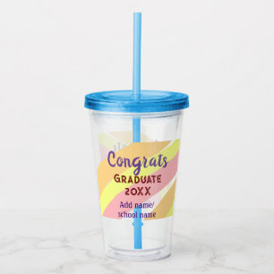 Orange red yellow graduate congrats boho retro add acrylic tumbler