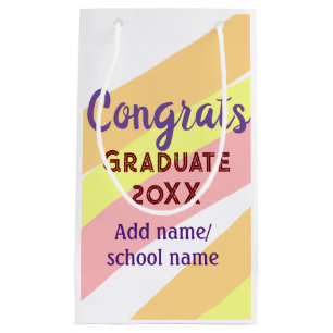 Orange red yellow graduate congrats boho retro add small gift bag
