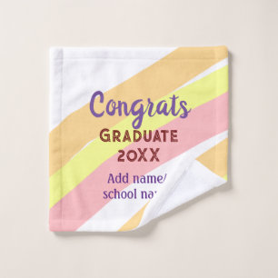 Orange red yellow graduate congrats boho retro add wash cloth