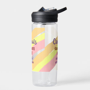 Orange red yellow graduate congrats boho retro add water bottle