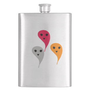 Orange red yellow grey halloween ghost pattern hip flask