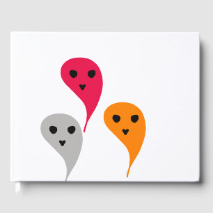 Orange red yellow grey halloween ghost pattern w t guest book