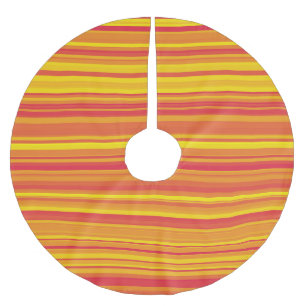 Orange Red Yellow Stripes Brushed Polyester Tree Skirt