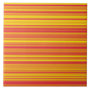 Orange Red Yellow Stripes Ceramic Tile