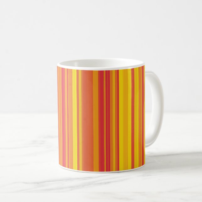 Orange Red Yellow Stripes Coffee Mug (Front Right)