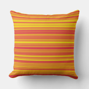 Orange Red Yellow Stripes Cushion