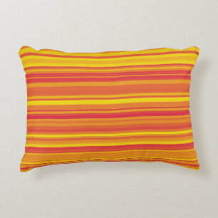Orange Red Yellow Stripes Decorative Cushion