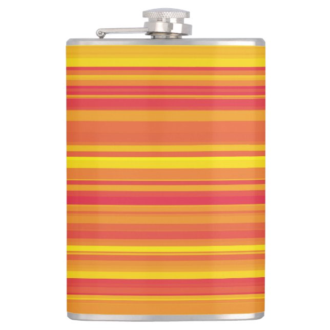 Orange Red Yellow Stripes  Hip Flask (Front)