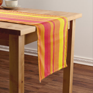 Orange Red Yellow Stripes Long Table Runner
