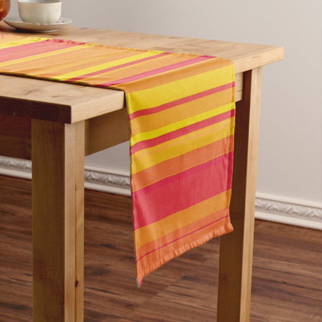 Orange Red Yellow Stripes Long Table Runner (In Situ)