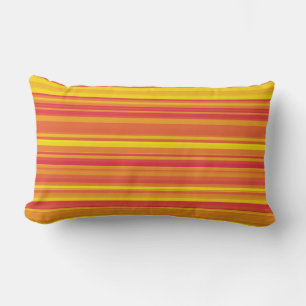 Orange Red Yellow Stripes Lumbar Cushion