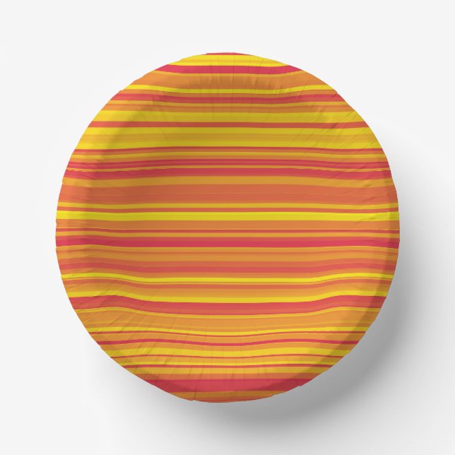 Orange Red Yellow Stripes Paper Plate (Front)