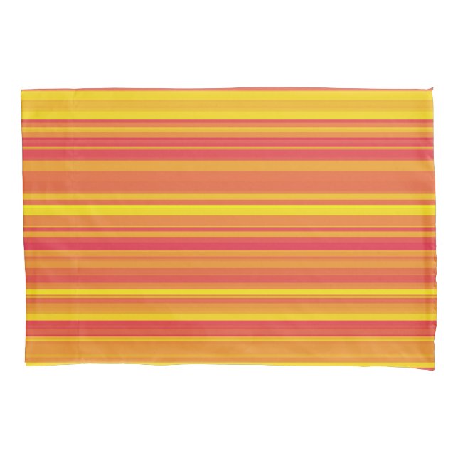 Orange Red Yellow Stripes Pillowcase (Front-Left)