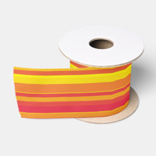 Orange Red Yellow Stripes Satin Ribbon