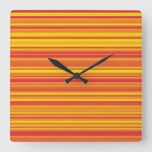Orange Red Yellow Stripes Square Wall Clock
