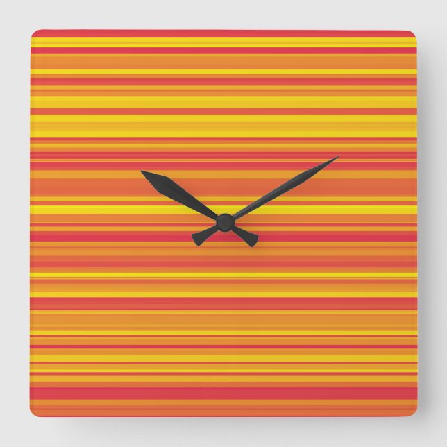 Orange Red Yellow Stripes Square Wall Clock (Front)