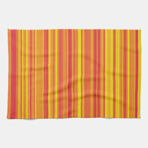 Orange Red Yellow Stripes Tea Towel