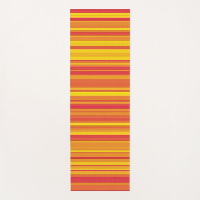 Orange Red Yellow Stripes Yoga Mat (Front)