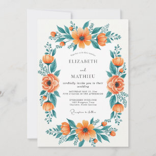 Orange Regal Spring Wedding Invitation