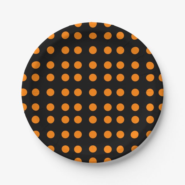 Orange Repetitive Dots Paper Plate (Front)