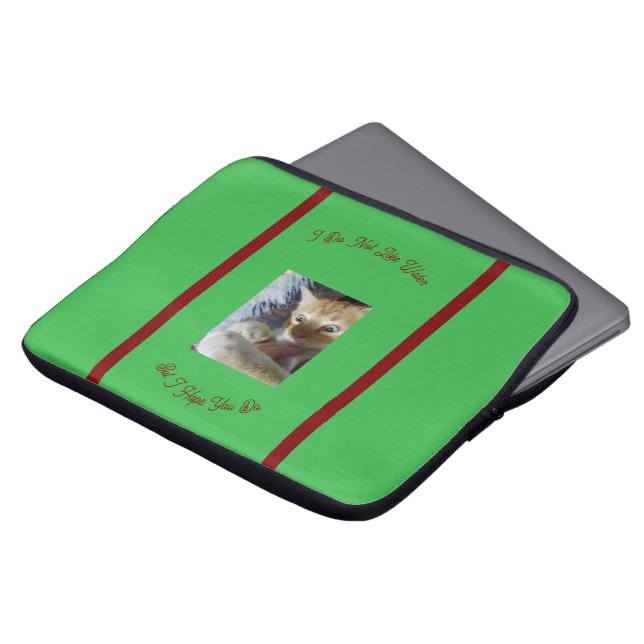 Orange Replaceable Photo Cat Do Not Like Water  Laptop Sleeve (Front Top)