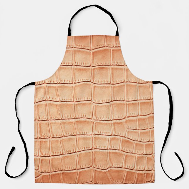 Orange Reptile Leather Texture Design Apron (Front)