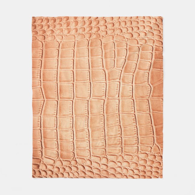 Orange Reptile Leather Texture Design Fleece Blanket (Front)
