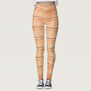 Orange Reptile Leather Texture Design Leggings
