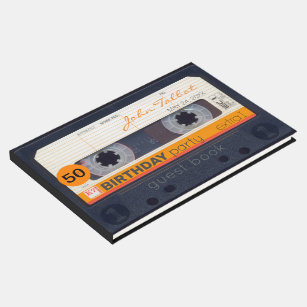 Orange Retro Audiotape 50th birthday Guest Book 2