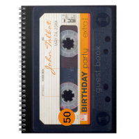 Orange Retro Audiotape 50th birthday Guestbook N2