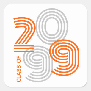 Orange Retro Big Numbers Class of Square Sticker