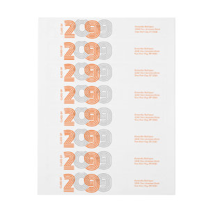 Orange Retro Big Numbers Class of Wrap Around Label