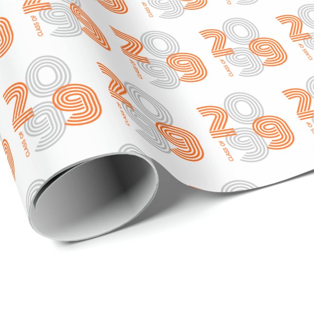 Orange Retro Big Numbers Class of Wrapping Paper (Roll Corner)