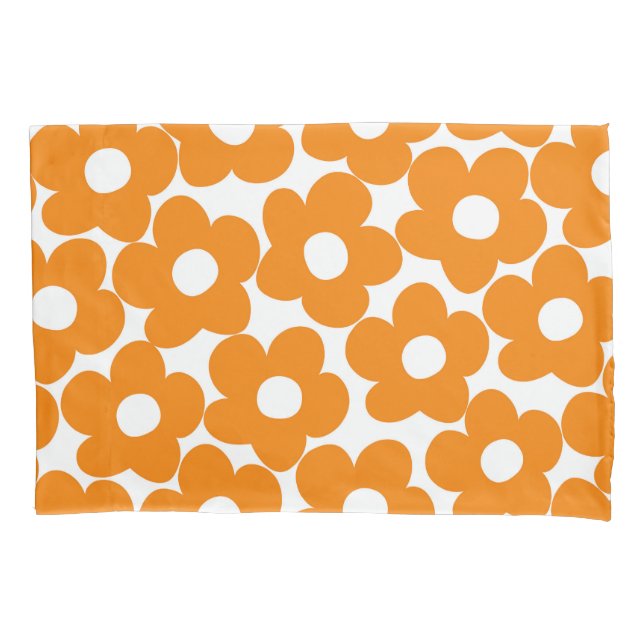 Orange Retro Daisies #1 #decor #art Pillowcase (Front)
