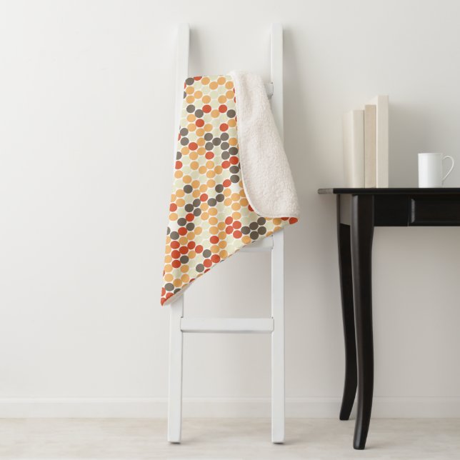 Orange retro dots sherpa blanket (In Situ)