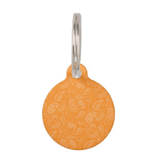 Orange Retro Floral Paisley Pet Tag
