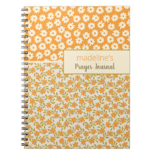 Orange Retro Floral Personalised Prayer Journal